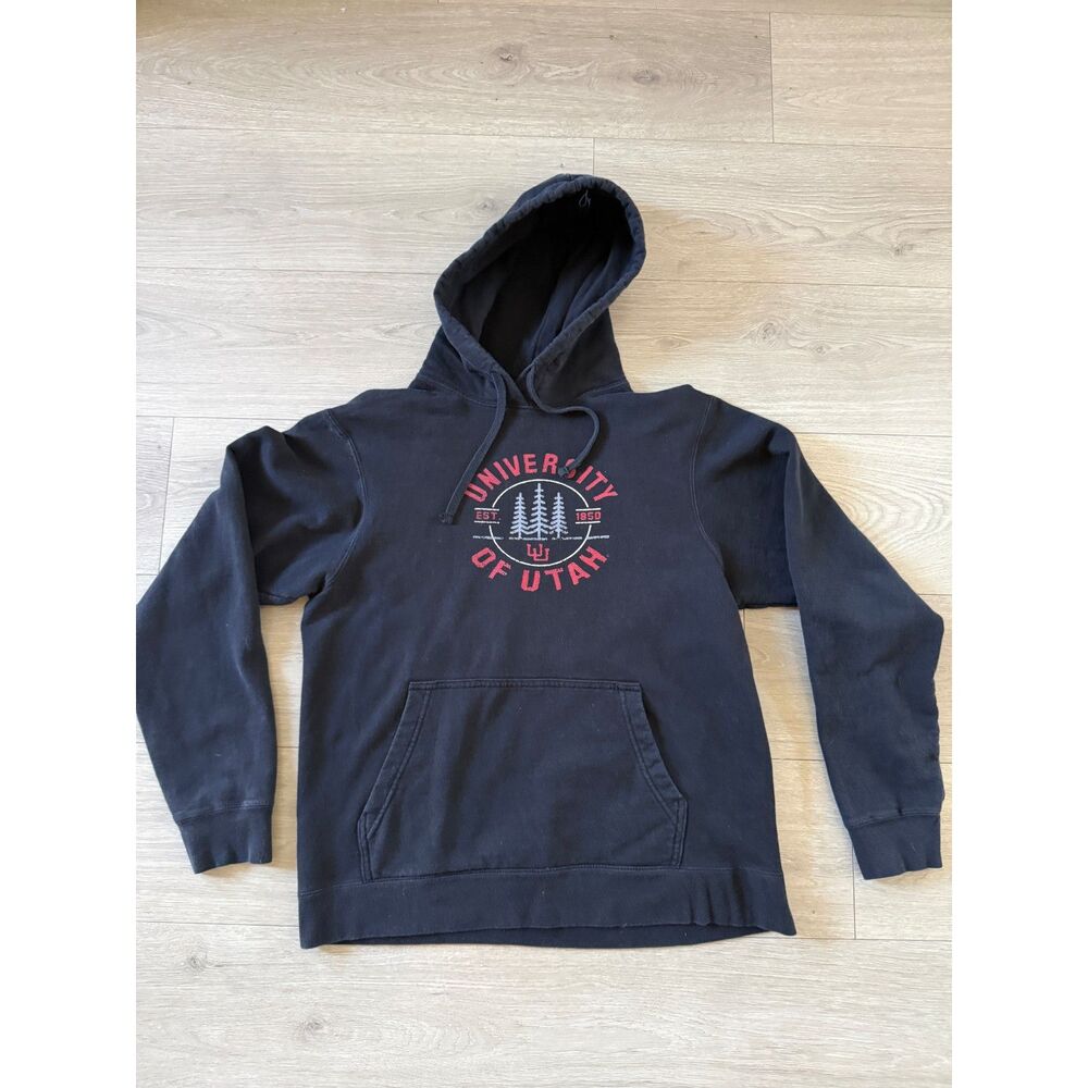 University of Utah Utes Hoodie Black Size M Graphic Pullover Sweatshirt NCAA